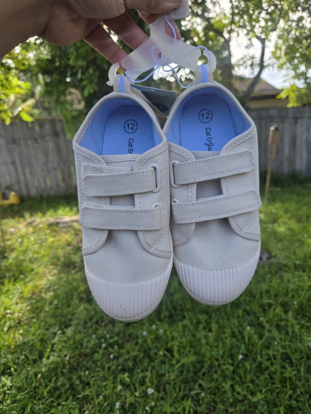 Toddler parker hook and loop closure sneakers - cat & Jack beige Size 12